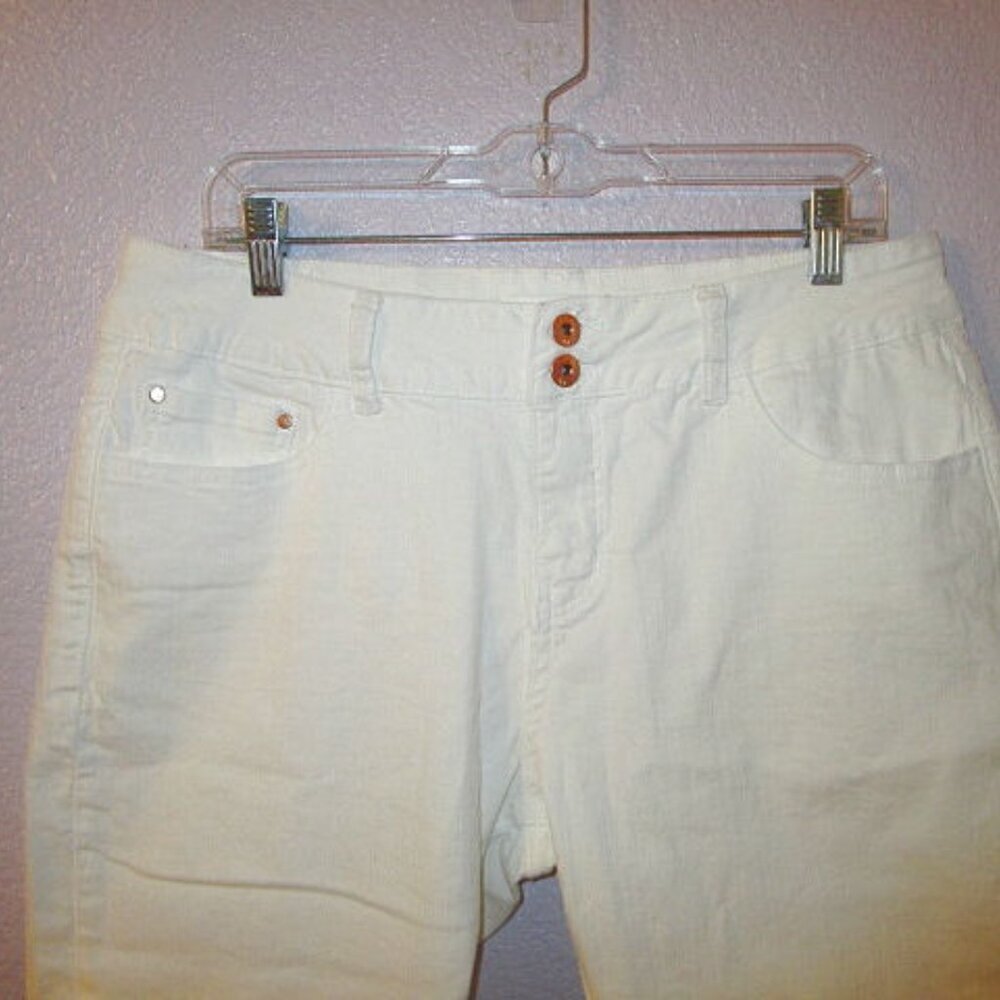 iT Jeans Bermuda Shorts Size 16 Stretch High Rise Denim Long Rider Tiffany White - Picture 2 of 5